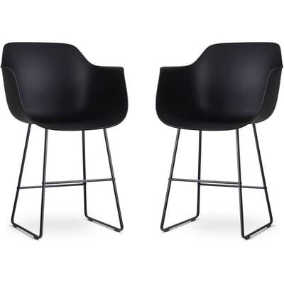 Nolon Nino Barkruk Zwart met Armleuningen - Zwart Onderstel - 65 cm - Kookeiland - Barstoel - met Rugleuning
