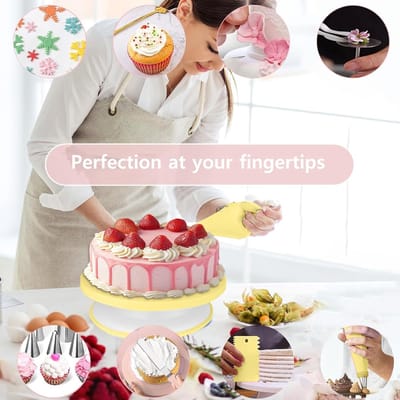 Candala Taartaccessoireset, taartaccessoires, draaibare taartplaat, bakaccessoires, taartdecoratie, turntafel voor beginners en professionals (geel)