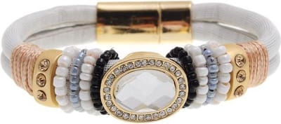Behave Armband met magneet sluiting 18cm lengte, met een facet geslepen glassteen en kralen