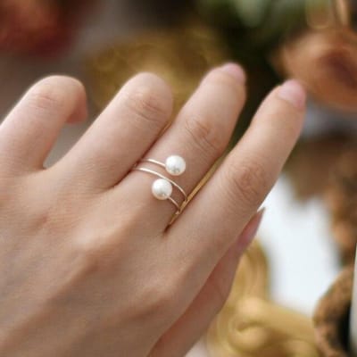 Ashiqi 925 Sterling Zilver Natuurlijke Zoetwater Dubbele Parel Ring Mode Sieraden Voor Vrouwen Cadeau 9 wit