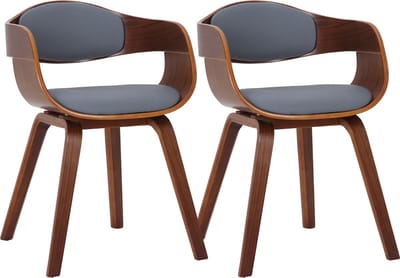 CLP Kingston Set van 2 Stoelen - Kunstleer - walnoot/grijs