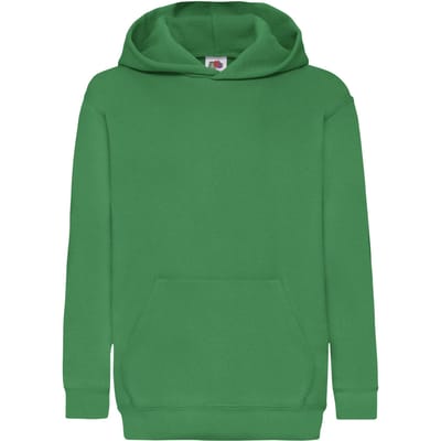Fruit Of The Loom Kinder Unisex Sweatshirt Met Capuchon / Hoodie (Kelly Groen)