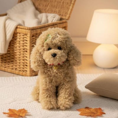 Schattige Poedel Hond Pluche Speelgoed Zacht Pluizig Knuffeldier Puppy Pop Met Belletje Halsband Kawaii Knuffel Voor Verjaardagscadeau Woondecoratie 30cm beige