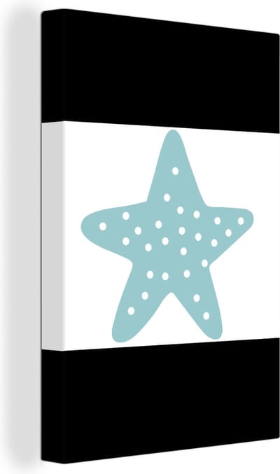 Canvas kinderen - Canvas doek kids - Ster - Stippen - Design - Blauw - Minimalisme - Wanddecoratie jongens - Meisjes - Kinderkamer decoratie - 160x120 cm