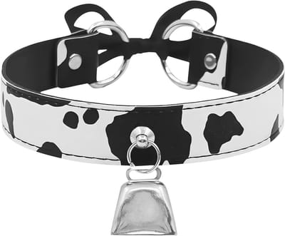 Dierenkostuum Accessoires voor Vrouwen - Verstelbare Kraag met Bel - Koeienprint Choker Ketting voor Carnaval, Halloween en Cosplay - Zachte Faux Leer en Velvet