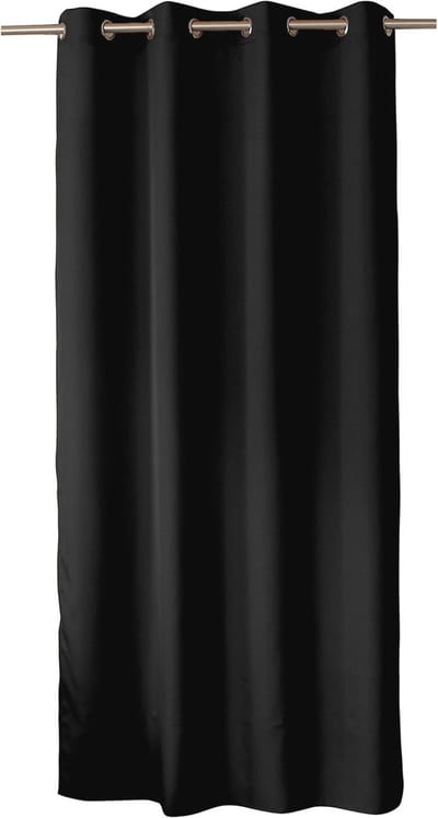 Gordijn met 8 Ringen van Verchroomd Metaal - Polyester 140 x 240 cm - Wasbaar - Zwart