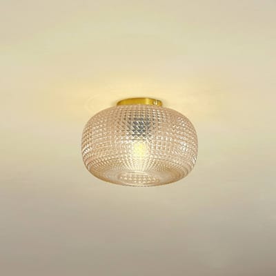 Lindby - plafondlamp - 1licht - Glas, ijzer - H: 17.3 cm - E27 - amber, messing