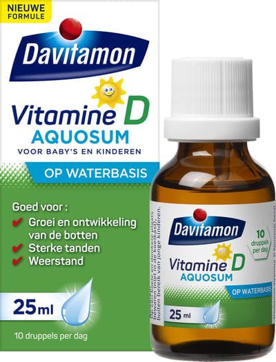 Davitamon vitamine D Aquosum – bevat vitamine D3 - vitamine D baby op waterbasis - 25 ml