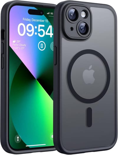 voor iPhone 13 Case Compatibel met MagSafe, Volledige Camerabescherming, Schokbestendig Anti-vingerafdruk Anti-slip Hoesje Dunne Translucente Matte Backcover 6,1-Inch, Zwart