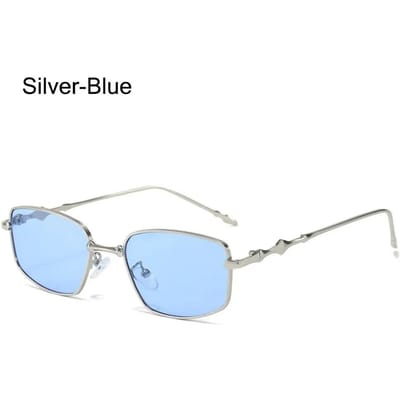 Nieuwe Mode Brilmonturen voor Dames Heren Zilver Rechthoekige Bril Anti Blauw Licht Kleine Vierkante Zonnebril met Metalen Montuur