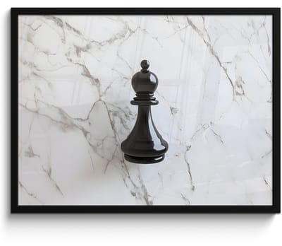 Poster in lijst - Fotolijst 70x50 cm - Posters - Schaakstuk - Loper - Zwart - Marmer - Posterlijst zwart - Decoratie - Wanddecoratie woonkamer - Muurdecoratie slaapkamer