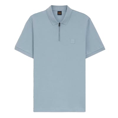 Boss Polo met kwartrits en logo voor heren (Blauw)