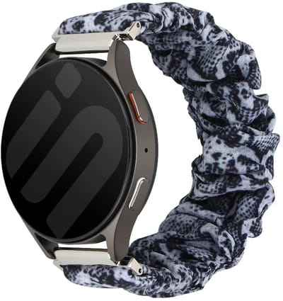 Strap-it Scrunchie Nylon bandje 20mm geschikt voor Samsung Galaxy Watch 7 (40/44mm) / Galaxy Watch 6 (Classic) / Galaxy Watch 5 (Pro) / Galaxy Watch 4 / Watch 3 / Watch FE / Polar Ignite 3-2 / Pacer / Unite / Huawei GT3 - GT2 (Slangenprint)