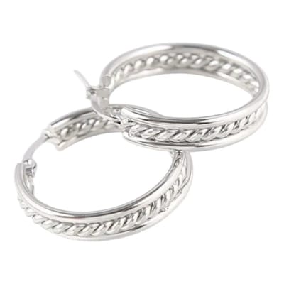 Aramat Jewels | Oorringen | Schakel Oorringen Zilverkleurig RVS 30mm | | | |8mm | Staal | Volwassenen | Verkleurd niet