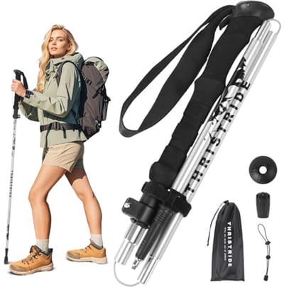 Opvouwbare trekkingstok - Lichtgewicht aluminium wandelstok voor dames, heren en senioren