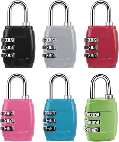 Kleurige combinatie sloten voor bagage, 6 stuks, 3-cijferige code, roestvrij, ideaal voor koffers en reistassen