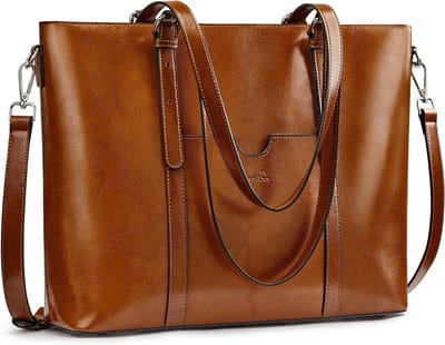 Stijlvolle Dames Leren Laptop Tote Tas voor 15.6 Inch Laptops, Ideaal voor Werk en Vrije Tijd
