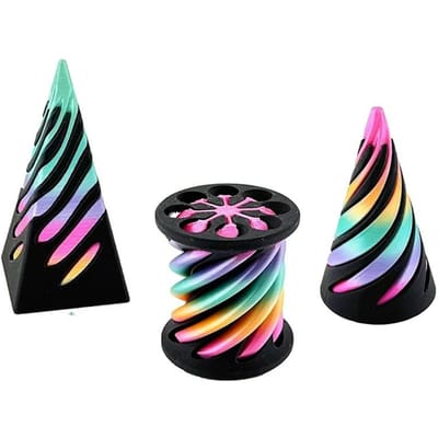 Kinderen 3D Geprint Spiraalvormige Kegel Fidget Speeltje Onmogelijke Piramide Doorsteekbare Sculptuur Antistress Angst Verlichtend Spel Volwassenen Speelgoed black