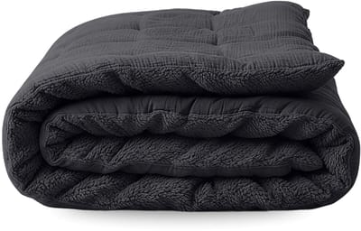 Zelesta Teddy Katoen Mousseline - Dekbed zonder overtrek Katoen - Wasbaar hoesloos dekbed - 2 in 1 - Anthracite - 200x200cm
