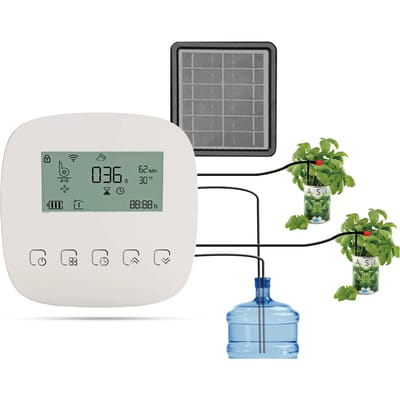 Automatisch bewateringssysteem Slim bewateringsapparaat Dubbel pompsysteem WiFi/stem/handmatige bediening With Solar Panel gray