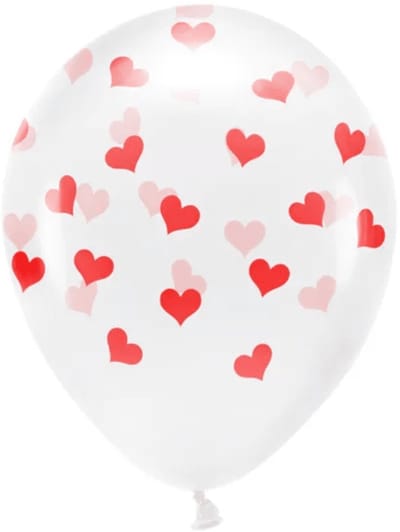 PartyDeco - Eco Ballonnen 33 cm - Crystal Clear rode harten - 6 stuks