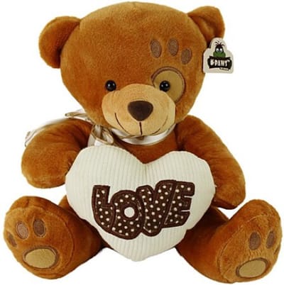 Teddybeer Mimi Bruin met Hart Pluche Knuffel 25 cm - Valentijn cadeautje voor Haar - Liefde Love Teddybeer - Valentijnsdag Cadeautjes Man Vrouw - Knuffelbeer met Hart - Ik hou van jou - I Love You - Kadootjes