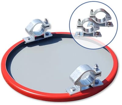 Bord Verboden voor campers - Weerbestendig Aluminium - Ø60 cm - Bevestiging: Met paalbeugels Ø48mm