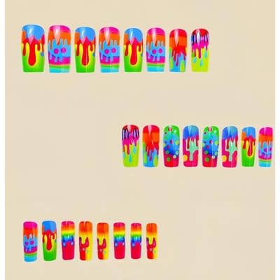 Middel-lange Afneembare Kunstnagels, Eenvoudig & Modieus, Glanzend & Charmant, Perfect Nail Art Cadeau Voor Vrouwen En Meisjes Nagelbenodigdheden blue