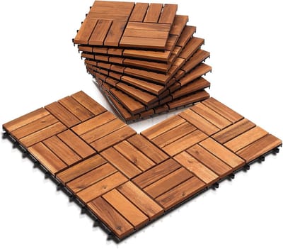 Houten Terrastegels Acaciahout 30x30 cm – Kliktegels voor Balkon en Tuin (1m²)
