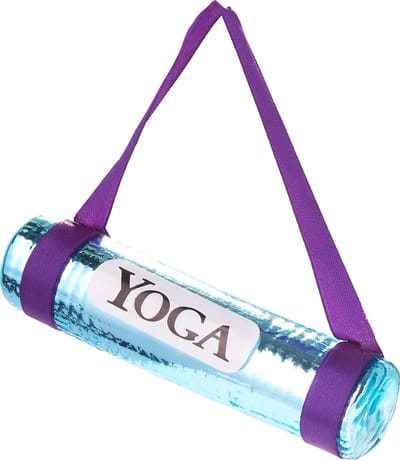 BRUBAKER Yogamat Blauw - Handbeschilderde Kerstballen van Glas - Handgeblazen Kerstboomversieringen Figuren Grappige Decoratieve Hangers Boombal - ca. 11 cm