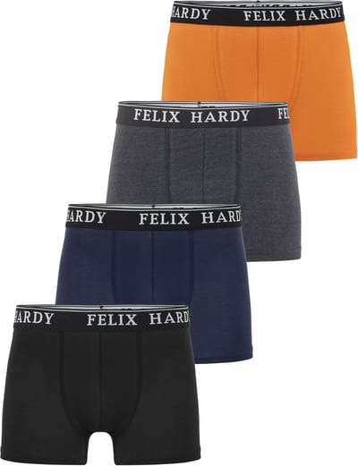Felix Hardy Boxer - Boxershort Multipack 4 Pack - Onderbroek Mannen - Ondergoed - 97% Katoen Heren Zwart-Navy-Donkergrijs-Oranje - M