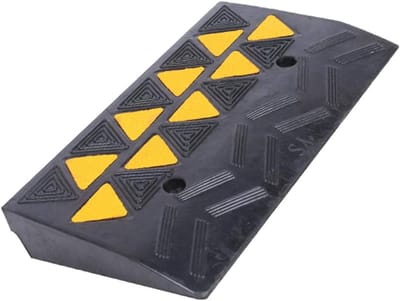 Zware Rubberen Oprijplaten - Oprijplaten Voertuigen - Drempel Overbruggen - Antislip Textuur - 50x28x7.7CM - Zwart Geel