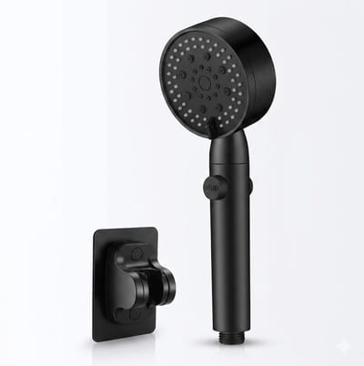 Solvix Douchekop – Regendouche Douchekop – Handdouche met Filter – 5 Standen – Waterbesparend – Anti-Kalk Siliconen – Hoge Druk – Zwart/Zilver