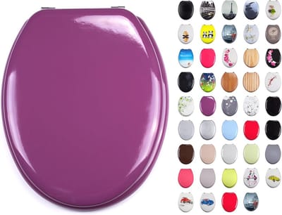 Toiletzitting MDF Houten Kern in Violet Lila met Roestvrijstalen Scharnieren - Hoogwaardige Kwaliteit