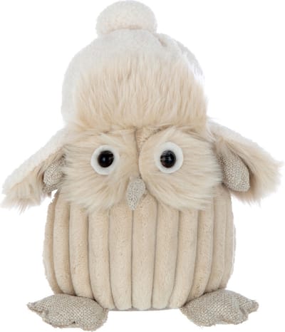 J-Line figuur Owl Hoed - textiel - beige
