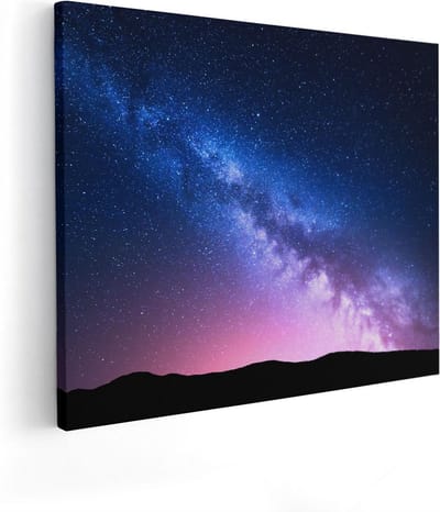 Artaza Canvas Schilderij Sterrenhemel - 50x40 cm - Muurdecoratie Melkweg - Wanddecoratie Landschap - Kamer Accessoires Universum