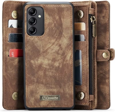 CaseMe Hoesje - Geschikt voor Samsung Galaxy A54 Hoesje - CaseMe 008 2-in-1 Book Case & Back Cover met Portemonnee - Bruin