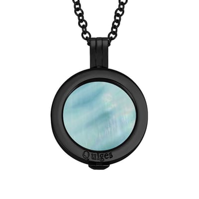 Quiges - RVS 25mm Munthouder Zwart met Ketting en Munt - EPRHZ2387