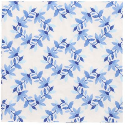 10x 20 Servetten 3-laags 1/4 vouw 33 cm x 33 cm Blue Wreaths