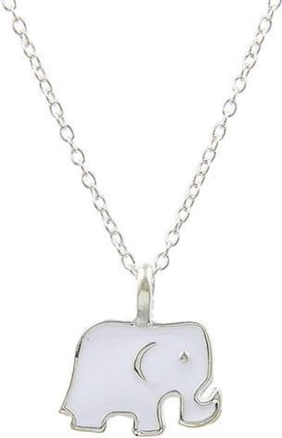 Fako Bijoux® - Ketting - Olifantje Wit - Zilverkleurig