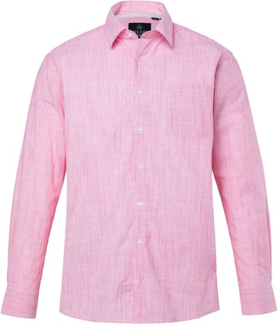 Boston Park - Heren - Linnenmix gestreept overhemd lange mouw kentkraag - Rood - Maat 4XL