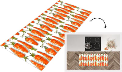 Keukenloper - Loper keuken - Wortel - Groenten - Patronen - 120x50 cm - Keukenloper vinyl
