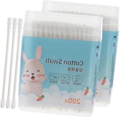 Babywattenstaafjes - Katoenstaafjes Oor - Babyverzorging - Ronde Spiraalvormige Kop - 400 stuks - Wit