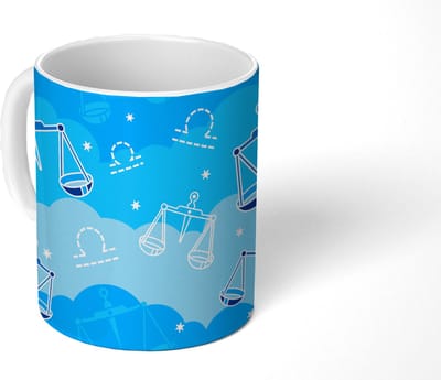 Mok - Koffiemok - Weegschaal - Patroon - Zodiac - Mokken - 350 ML - Beker - Koffiemokken - Theemok