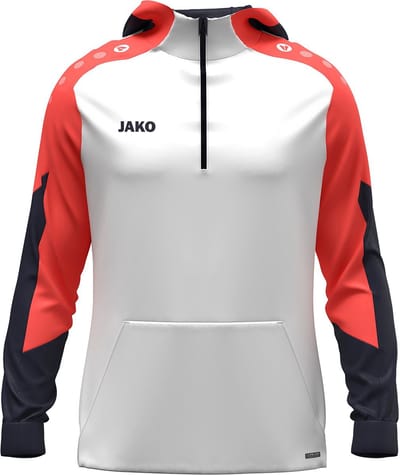 Jako Dynamic Hooded Half Zip Kinderen - Wit / Koraal / Marine | Maat: 128