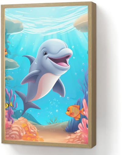 Nachtlampje 40x60 cm - Kinder lamp - Dolfijn - Zeedieren - Onderwater - Kinderen - Meisjes - Tafellamp kinderkamer draadloos - Slaapkamer lampje - Bedlamp kinderen - Kinderlampje - Wandlamp babykamer - Nachtlampjes