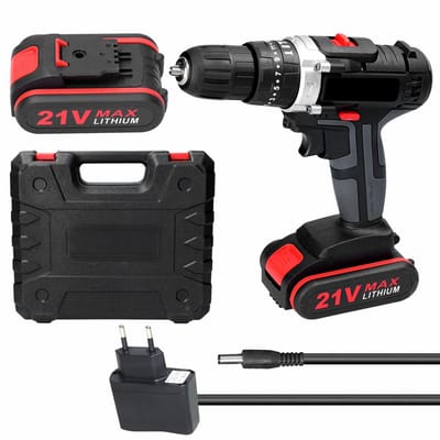 21V Accuboormachine 3-in-1 – Klopboor & Schroefmachine – 2x 1200mAh Accu – 25 Koppelstanden – 2 Versnellingen – 30Nm – Hout, Metaal & Metselwerk