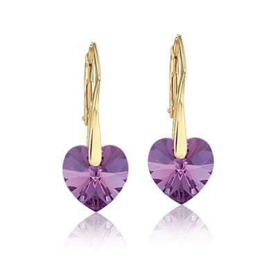 Montebello Oorbellen Lily HG87 - 925 Zilver Verguld - Swarovski Hart - Ø10mm - 25mm