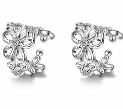 Klem oorbellen -Bloem Zilver- geen gaatje- Charme Bijoux