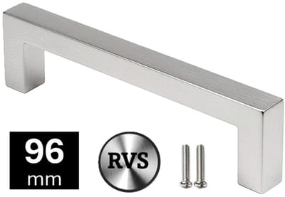 MSQDESIGN- Handgrepen RVS - Handgreep zilver 96mm - Handgrepen kast - Meubelgrepen - Keukengreep ZILVER - Kastgrepen - Handgrepen keukenkastjes - Meubelgreep - Handgrepen voor deurtjes - handgreep keuken - Deurgreep - ladegreep - inclusief schroeven